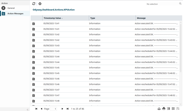 Workflow Action Messages Grid